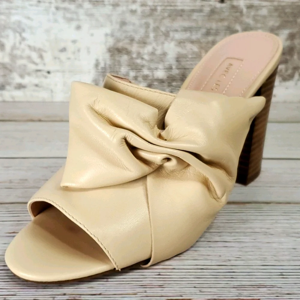 Avec Les Filles | Marie Pink Sand Nappa Leather Slide Sandals